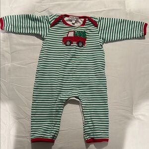 Magnolia Baby boys Christmas appliqué play suit 3 mo